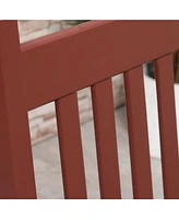 Outdoor Rocking Chair Set of 2, Patio Wooden Rocking Chair with Smooth Armrests, High Back for Garden, Balcony, Porch, Supports Up to 352 lbs., Wine R