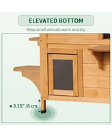 Simplie Fun 2-story Cat House Outdoor, Weatherproof Wooden Cat Enclosure for Feral Cats with Escape Door, Openable Roof, Jumping Platforms