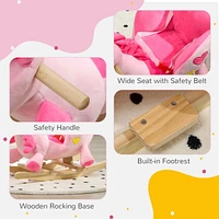 Baby Rocking Horse, Ride on Unicorn with 32 Songs, Toddler Rocker Toy with Wooden Base Seat Safety Belt for 1.5-3 Year Old, Pink