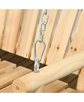 2-Seater Porch Swing, Hanging Outdoor Swing Bench with Metal Chains for Deck, Patio, Garden, Backyard
