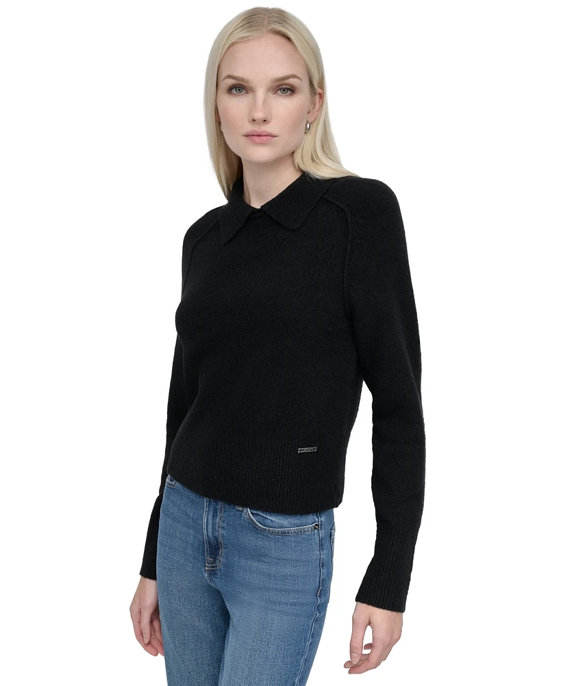 Dkny Jeans Women's Collared Raglan-Sleeve Sweater