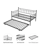 Slickblue Metal Twin Daybed with Trundle - Space-Saving Design for Kids' Rooms or Guest Spaces