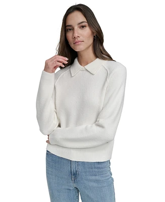 Dkny Jeans Women's Collared Raglan-Sleeve Sweater 