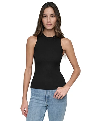 Dkny Jeans Women's Ribbed Sleeveless Crew Neck Sweater