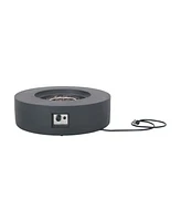 Lightweight Concrete Outdoor Circular Fire Pit, Dark Gray 50,000 Btu (Tank Cover Not Included)