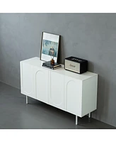 4 Door Cabinet, Modern Accent Cabinet, Sideboard Buffet Cabinet, Entryway Cabinet with Storage for Living Room, Dinning Room, Cream White