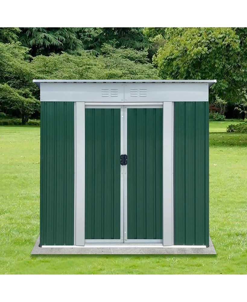 Simplie Fun Outdoor Storage Sheds 6FTx4FT Pent Roof Green