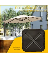 Fillable Patio Cantilever Umbrella Base with Wheels, Heavy-duty Offset Umbrella Weights with Easy-Fill Spouts, Steel Cross Base, 430lbs Sand or 375lbs