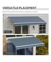 12' x 10' Retractable Awning Patio Awnings Sun Shade Shelter with Manual Crank Handle, 280g/m Uv & Water-Resistant Fabric and Aluminum Frame for Deck