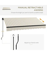 8' x 6.5' Retractable Awning, Patio Awning Sunshade Shelter with Manual Crank Handle, 280gsm Uv Resistant Fabric and Aluminum Frame for Deck, Balcony,