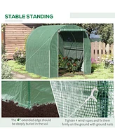 6' x 6' x 6' Tunnel Greenhouse Outdoor Walk-In Hot House with Roll-up Plastic Cover and Zippered Door, Steel Frame, Green