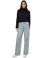 Dkny Jeans Women's Cropped Mock Neck Chenille Sweater - BLK