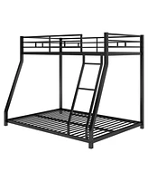 Slickblue Twin Over Full Metal Floor Bunk Bed Sturdy Design for Kids and Teens