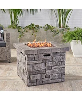 30" Outdoor Square Mgo Propane Fire Pit - 40,000 Btu, Grey