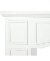 Modern Fireplace Mantel, Surround Mantels for Fireplace with Decorative Pattern Interior Width 29" White