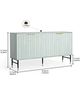 Sideboard Buffet Cabinet, Modern Accent Cabinet with 4 Door, Entryway Cabinet with Storage for Living Room, Dinning Room, Gray