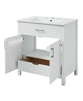 30-Inch Bathroom Vanity with Ceramic Sink and Ample Storage - The Perfect Choice for Small Bathrooms