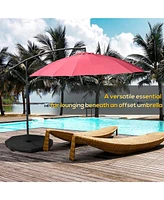 4 Pc Patio Umbrella Base, Outdoor Hexagon Stand Cantilever Offset Umbrella Weights with Easy-Fill Spouts, 229 lb. Capacity Water or 275lb Capacity San
