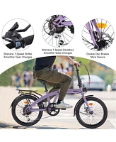 20" Folding Bike Steel Frame 7 Speed City Bike