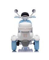 12V Two-seater Kids Ride On Electric Motorcycle, Three Wheels Kids toy with Slow Start, Multi-function player, Usb, Bluetooth, light, Backseat flip ad