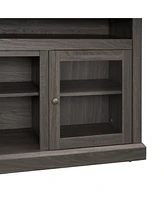 Simplie Fun Modern Tv Stand Media Stand Modern Entertainment Console for Tv Up to 65" with Open and Closed Storage Space, Dark Walnut/Black, 60" W15.7