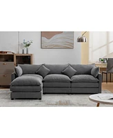 Streamdale Furniture Modular Sectional Sofa, 3-Seater Sofa with Ottoman, Modern L-Shaped Sofa for Living Room Bedroom Apartment