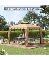 Streamdale Furniture 9.8' x 9.8' Gazebo Replacement Canopy, Gazebo Top Cover with Double Vented Roof for Garden Patio Outdoor (Top Only), Khaki