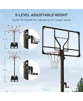 Streamdale Furniture Portable Basketball Hoop, Fully Foldable Basketball Goal, 4.3