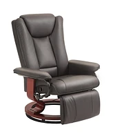 Streamdale Furniture Manual Swivel Recliner Chair, Pu Leather Reclining Chair with Footrest for Living Room, Brown