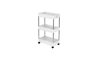 Slickblue 3-Layer Mobile Multi-Functional Storage Cart for Kitchen, Bathroom, and Laundry Room, Plastic & Stainless Steel