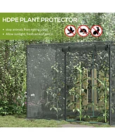 6' x 3' Crop Cage, Plant Protection Tent with Zippered Doors for Vegetable Garden, Backyard, Black