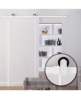6' Rustic Interior Sliding Barn Door Mounting Hardware Kit, White