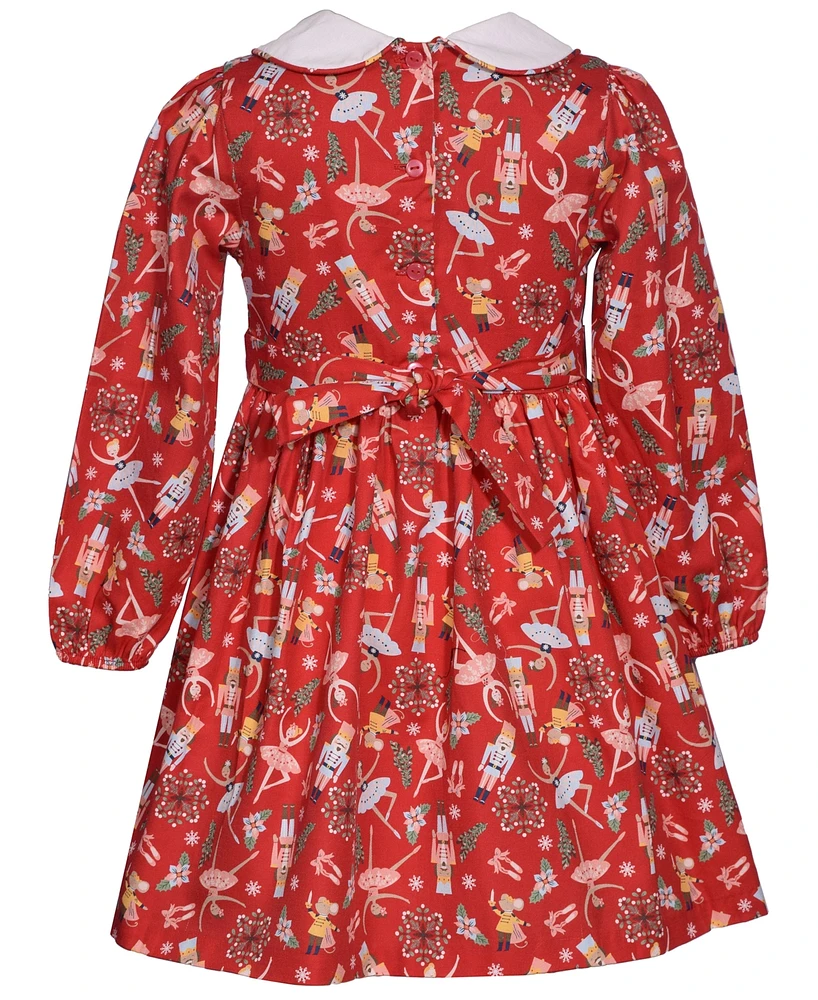 Bonnie Jean Toddler Girls Nutcracker Print Dress