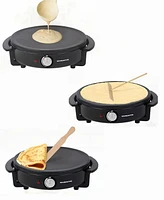 Ovente 12 Inch, Electric Crepe Maker and Pancake Griddle Cooktop with Nonstick Hot Plate CRM1122B