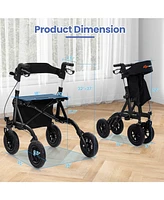 Costway Foldable Height Adjustable Rollator Walker with Seat, Storage Bag for Seniors
