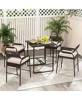 Costway 5-Piece Counter Bar Set Patio Rattan Counter Set