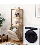 Costway Tilt-Out Laundry Hamper with 3-Tier Shelf Removable Liner Lightweight Design