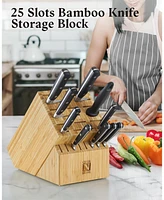 Cook N Home 25 Slots Bamboo Universal Knife Holder Countertop Butcher Block Knife Stand