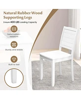 Costway Armless Wood Dining Chair Set of 2 with Rubber Legs Curved Backrest Kitchen