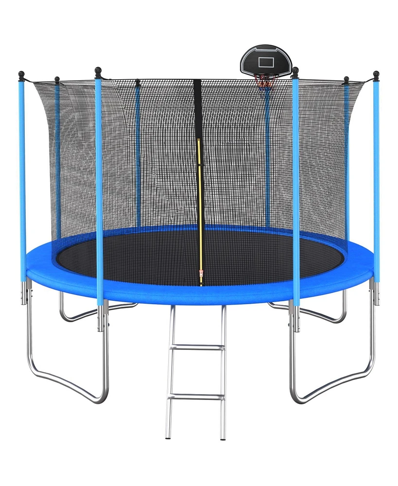 Simplie Fun Premium 10ft Trampoline with Safety Net and Basketball Hoop: Ultimate Fun and Safety for Kids