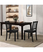Wood Dining Chair Set of 2 with Rubber Legs Curved Backrest for Kitchen