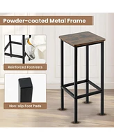 Costway 28" Bar Stools Set of 4 Backless Dining Stools with Footrest Sturdy Metal Frame