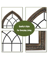 LuxenHome Wood and Metal Cathedral Wall Decor