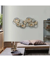 LuxenHome 47" W Distressed Metal Modern Flower Wall Decor