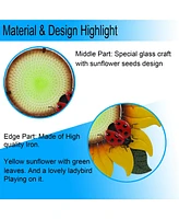 LuxenHome Sunflower Metal and Glass Outdoor Wall Decor