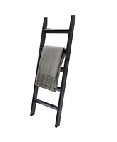 LuxenHome Black Wood 4.8ft Decorative Blanket Ladder