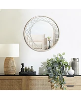 LuxenHome Silver Metal Frame Round Accent Wall Mirror