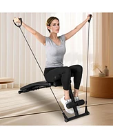 Costway Adjustable Decline Sit-Up Bench for Home Gym with Speed Ball and Resistance Bands