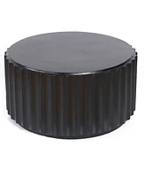 LuxenHome Black Cement Round Coffee Table
