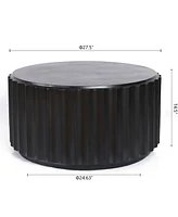 LuxenHome Black Cement Round Coffee Table